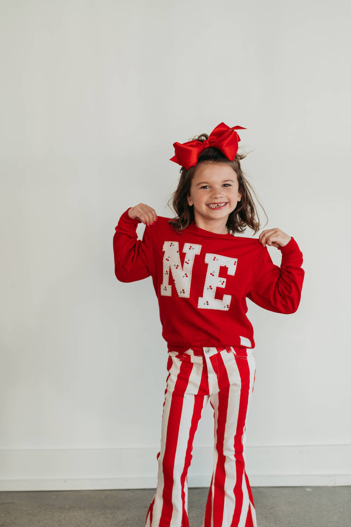 TODDLER/ YOUTH - CHERRY NE LONG SLEEVE TEE