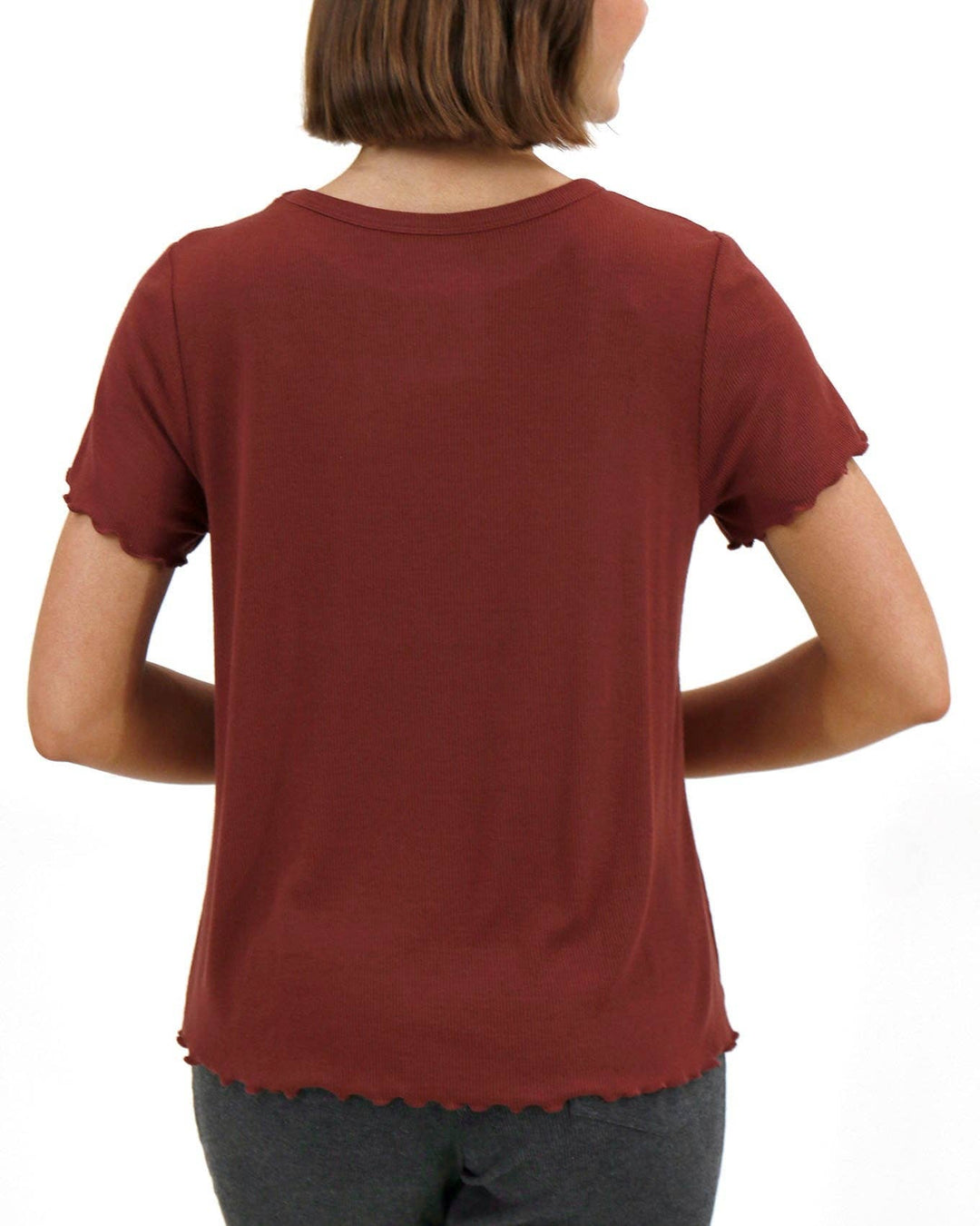 Essential Ribbed Relaxed Fit Tee in Rust