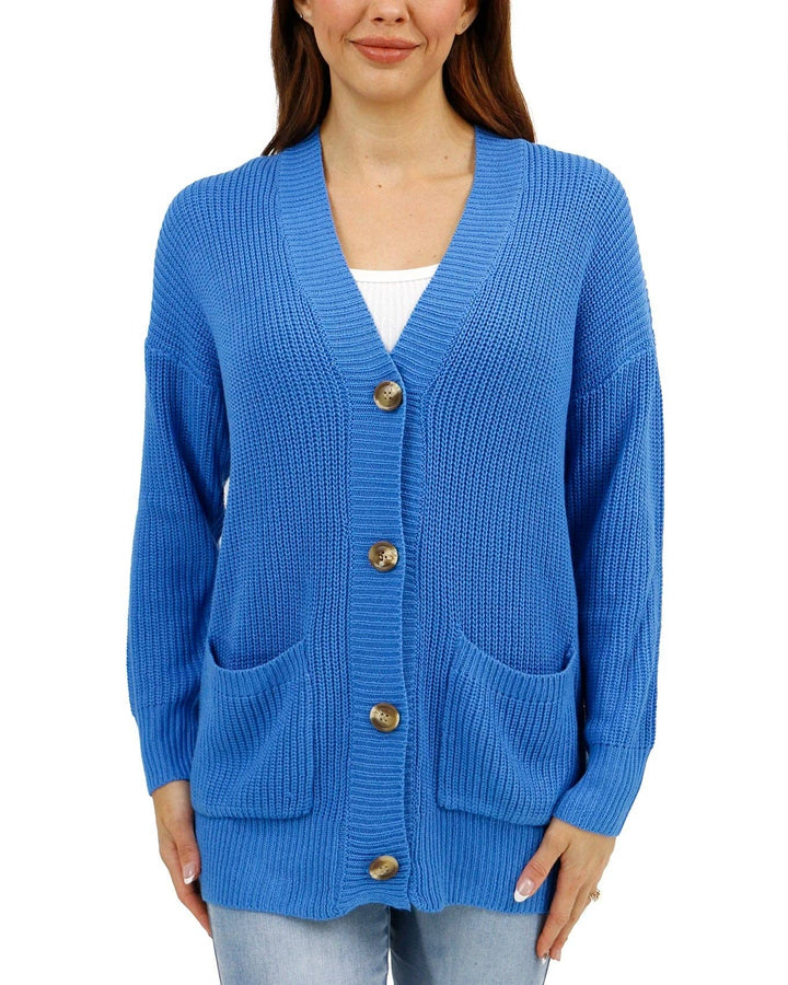 Oversized Comfy Knit Cardigan in Blue