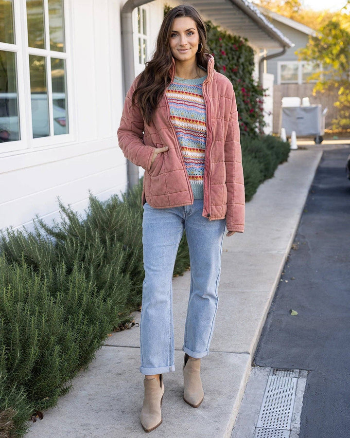 Pointelle Striped Sweater in Multi Earthtone