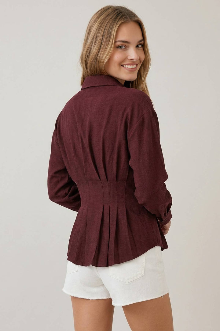 Pretty Pleats Please Button-Up