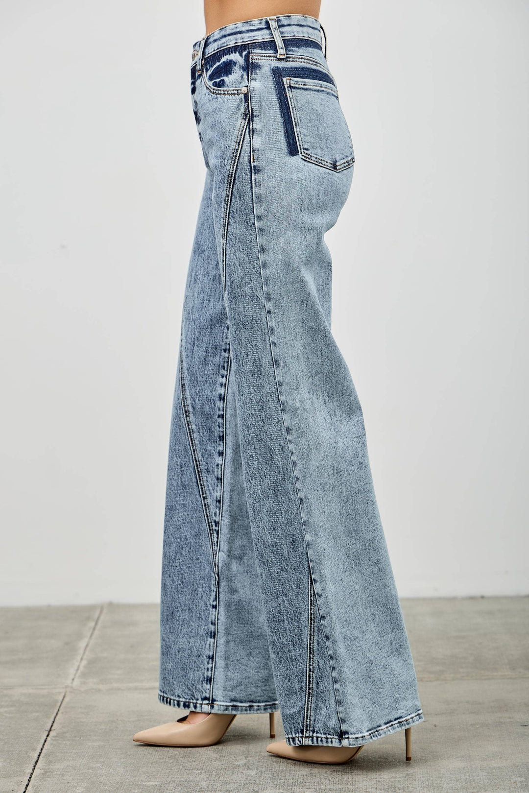 High Rise Relaxed Straight Jean with Seam Detail