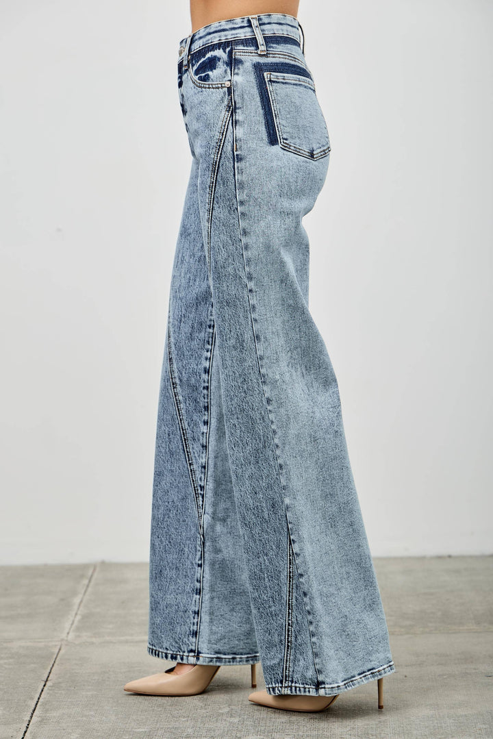 High Rise Relaxed Straight Jean with Seam Detail
