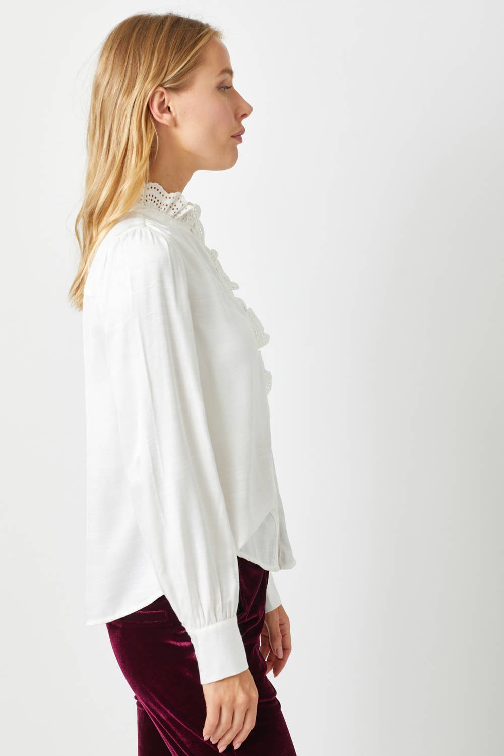 Career Goals Lace-Trim Blouse