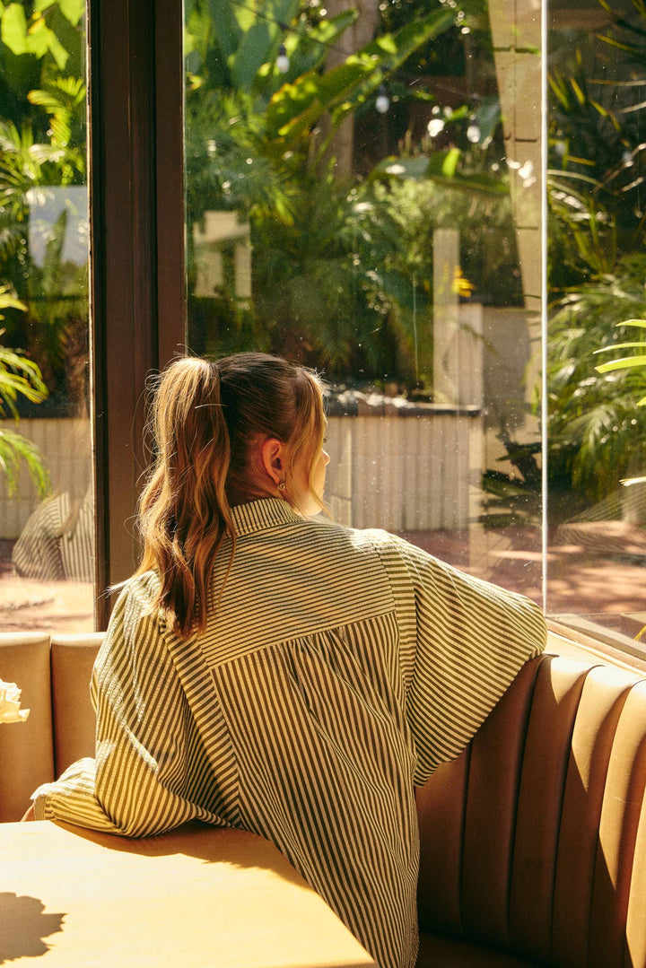 Between the Lines Button-Up - Brick Red