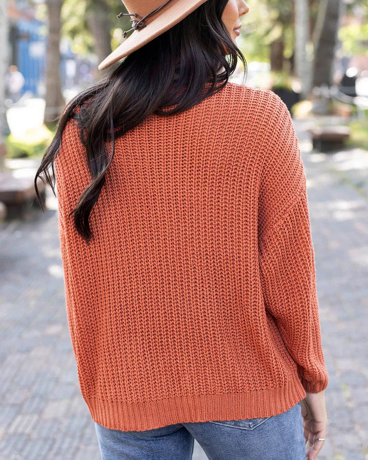 Grace and Lace Boyfriend Slouchy Knit Sweater in Ginger Spice