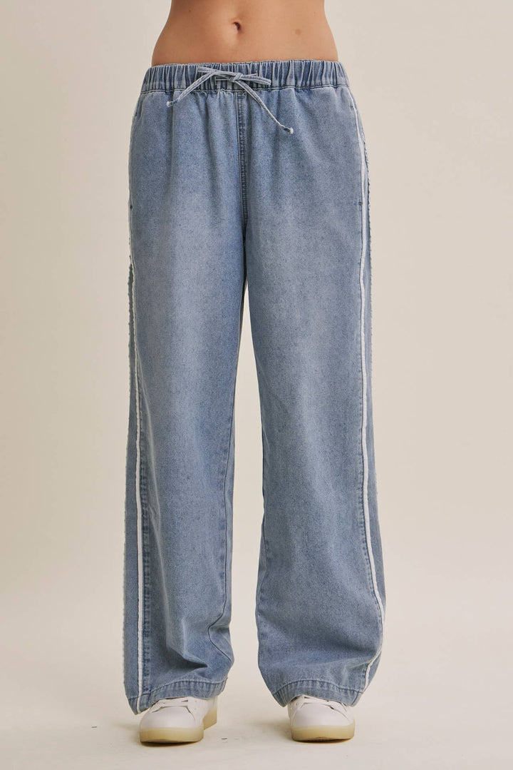 Easy Street Mineral-Wash Denim Track Pants