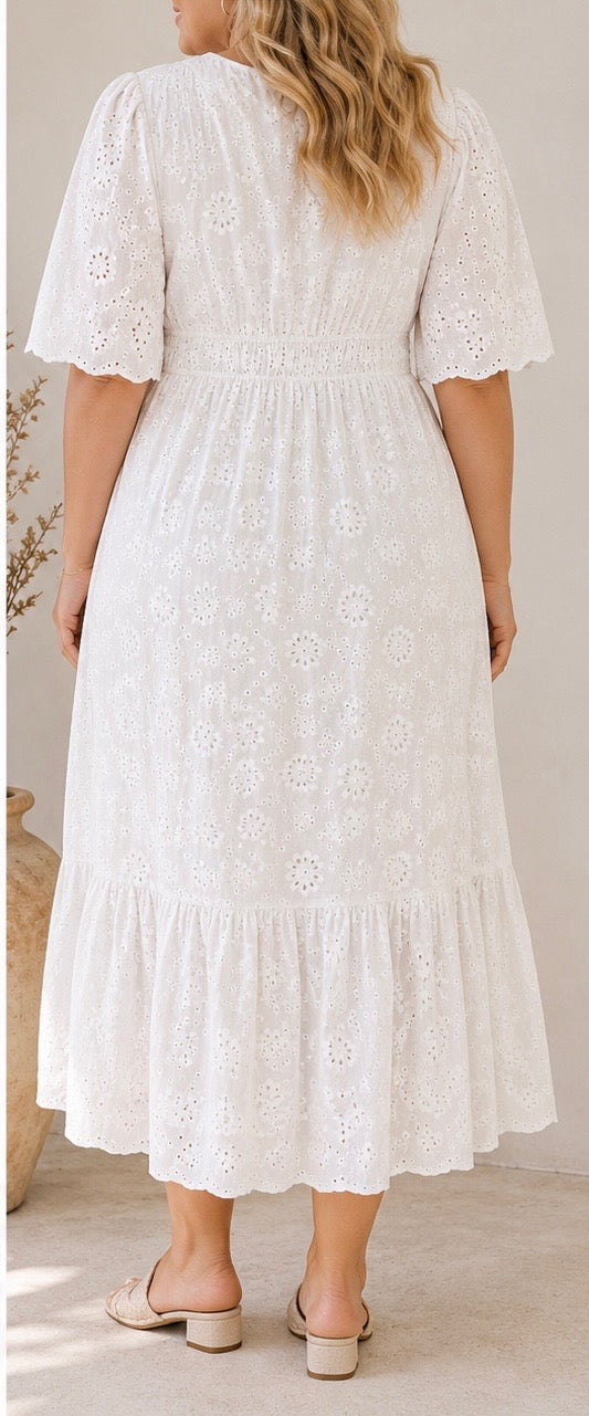 Forever Yours Eyelet Plus Maxi Dress - Plus Size