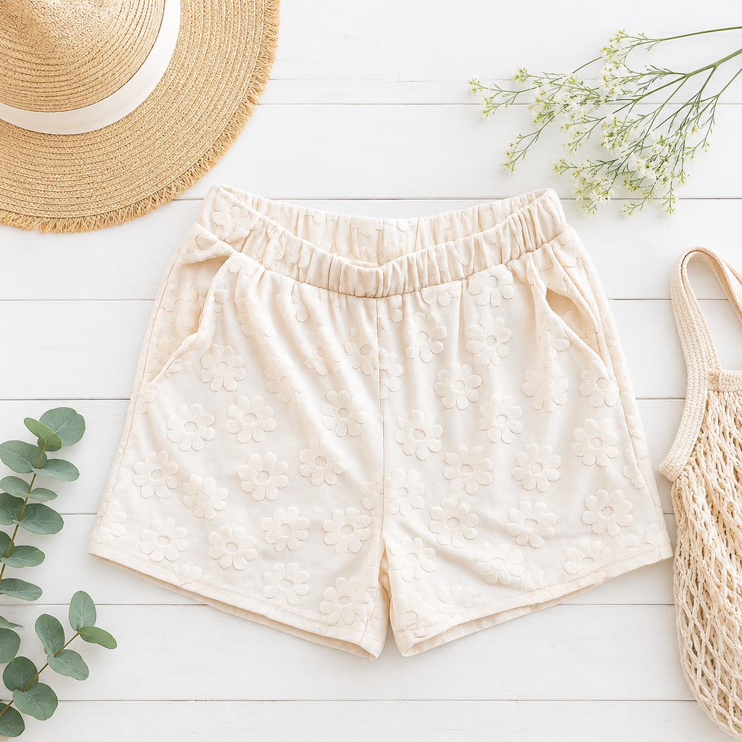FLORAL TEXTURED SHORTS - 2 colors!