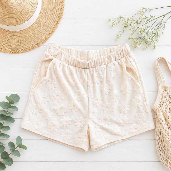 FLORAL TEXTURED SHORTS - 2 colors!