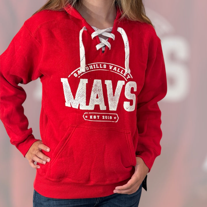Mavericks J America Unisex Sport Lace Hooded Sweatshirt - RED - Vintage Mavs Design