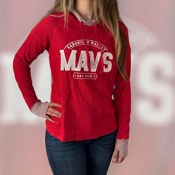 Lady Mavericks Cool Down Hoodie - Red - Vintage MAVS Design