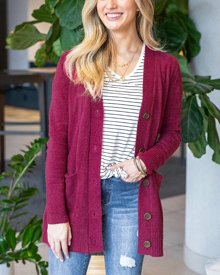 Grace and Lace Bambü Button Cardi - Raspberry