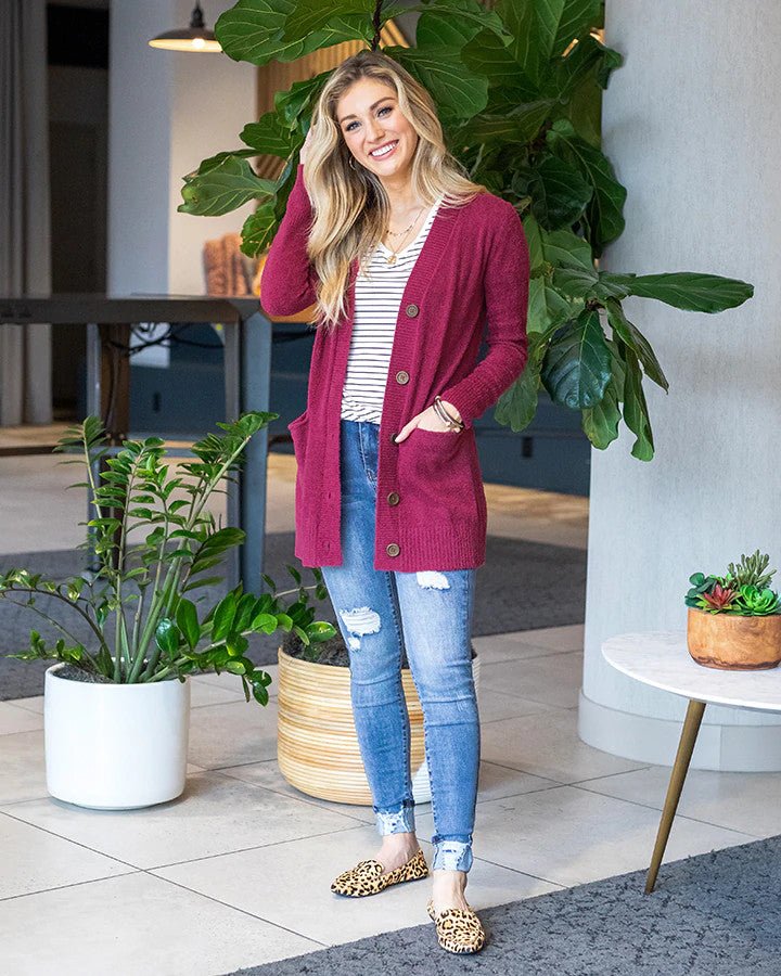 Grace and Lace Bambü Button Cardi - Raspberry