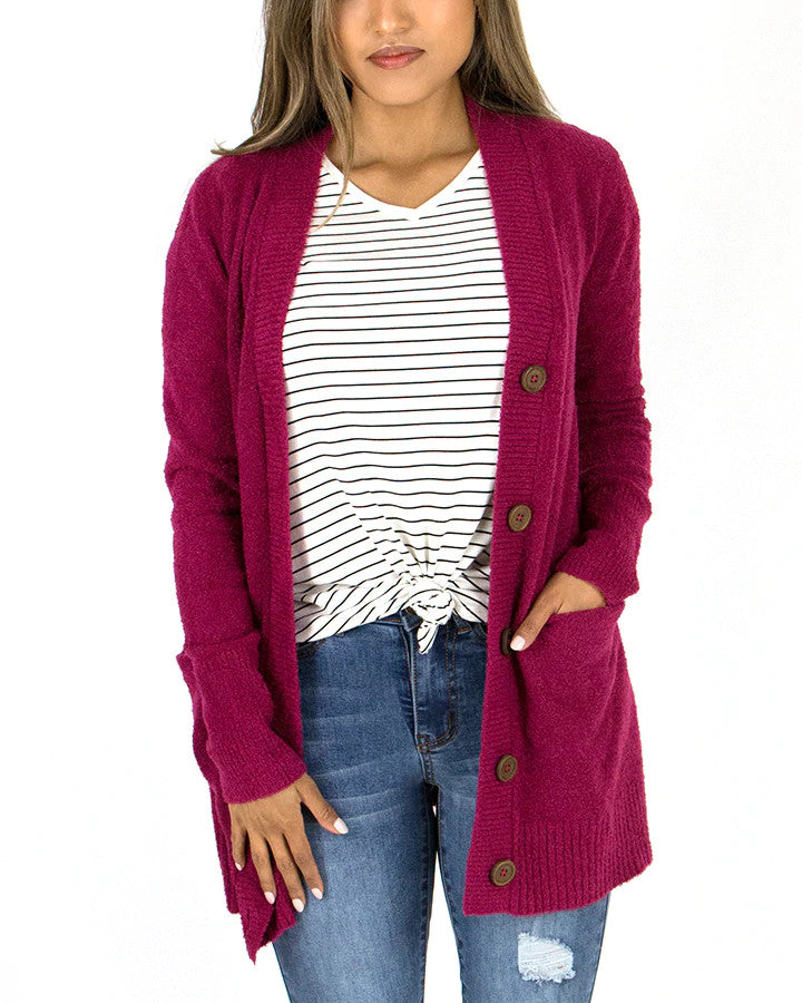 Grace and Lace Bambü Button Cardi - Raspberry