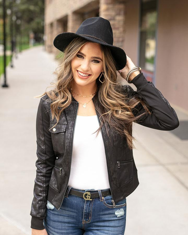 Grace and Lace Leather Look Biker Jacket