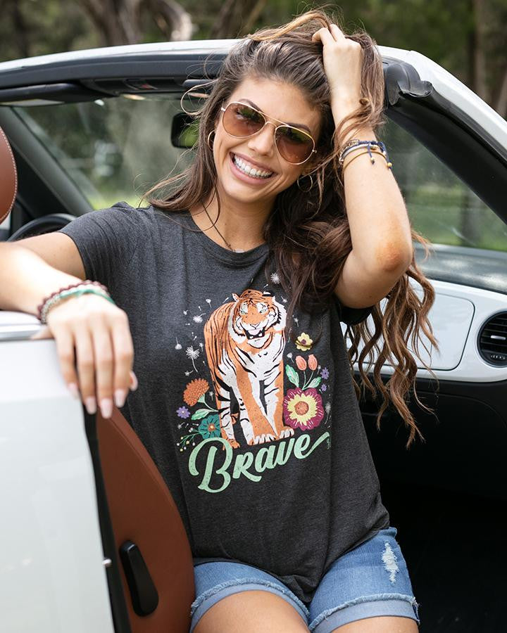 Grace and Lace Perfect Crew Neck Graphic Tee - Brave Tiger