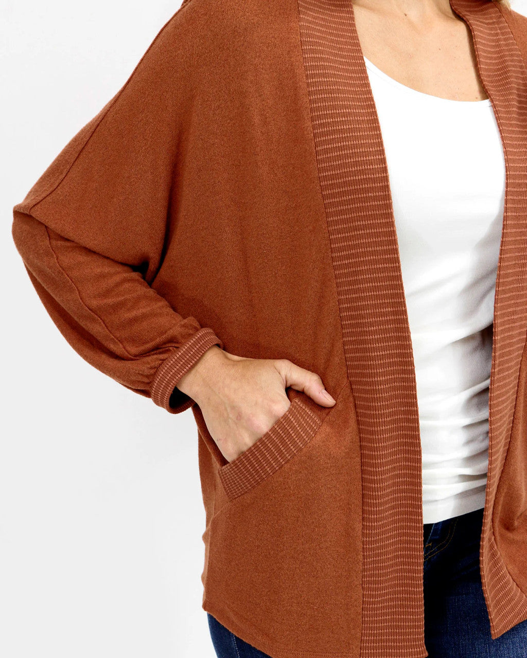 Grace and Lace- Buttery Soft Cinnamon Cocoon Cardi