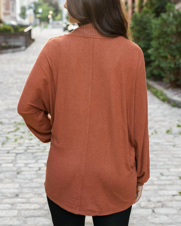 Grace and Lace- Buttery Soft Cinnamon Cocoon Cardi