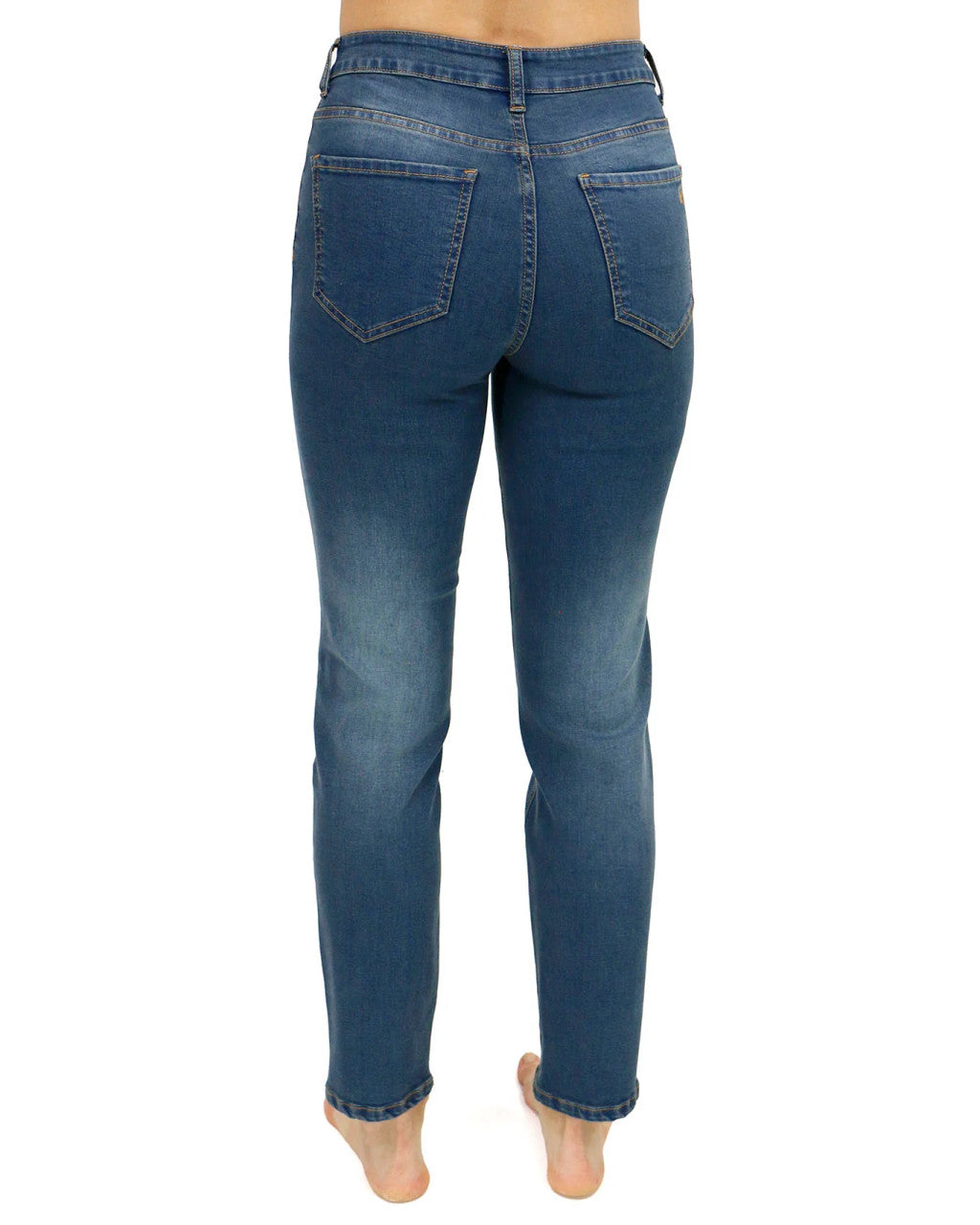 Grace and Lace- Button Fly Repurposed Slim Straight Leg Denim