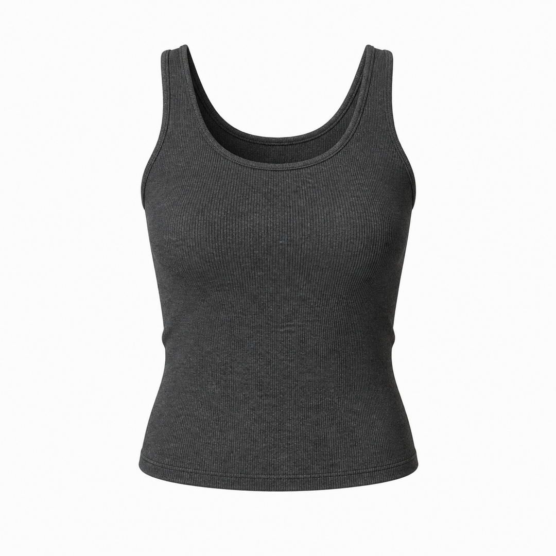 Ribbed Tank Top - Heathered Charcoal