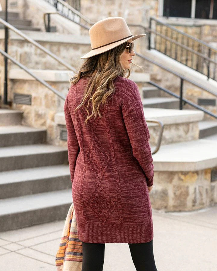 Grace and Lace Sweater Dress - Wine