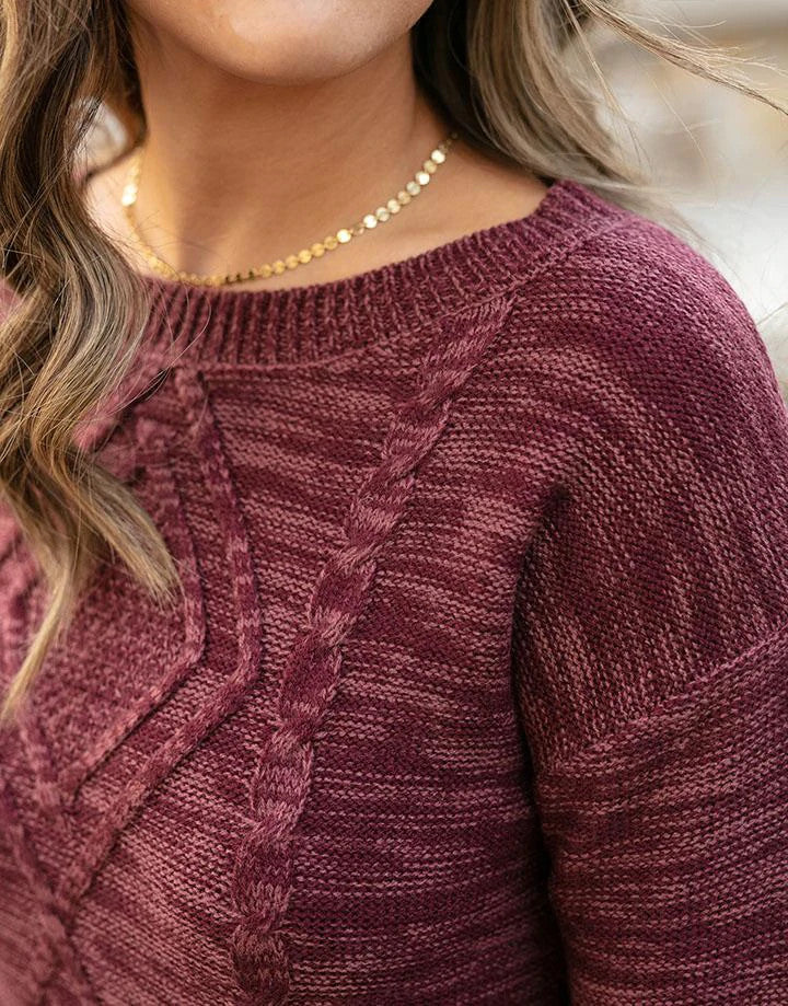 Grace and Lace Sweater Dress - Wine