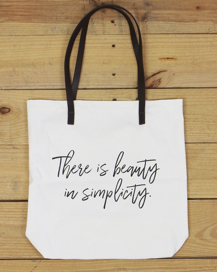 G&L Inspirational Quote Tote  (Quote: There is beauty in simplicity)