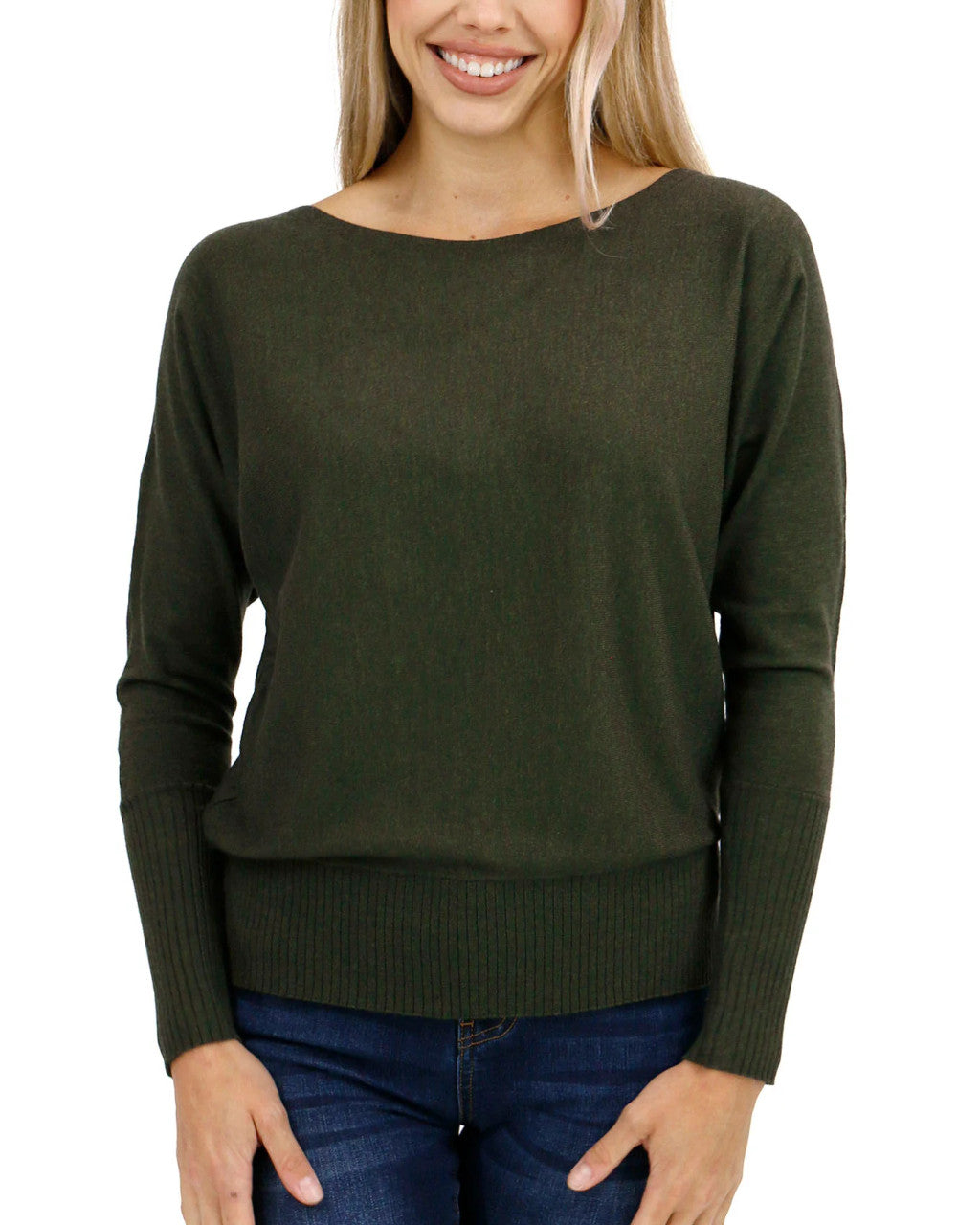 Grace and Lace Classic & Cozy Sweater Top - Winter Moss