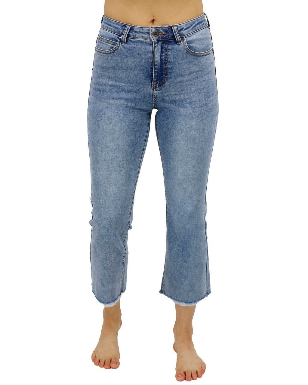 Grace and Lace Crop Flare Denim in Medium Standard Wash