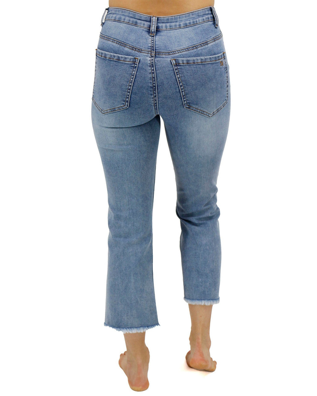 Grace and Lace Crop Flare Denim in Medium Standard Wash