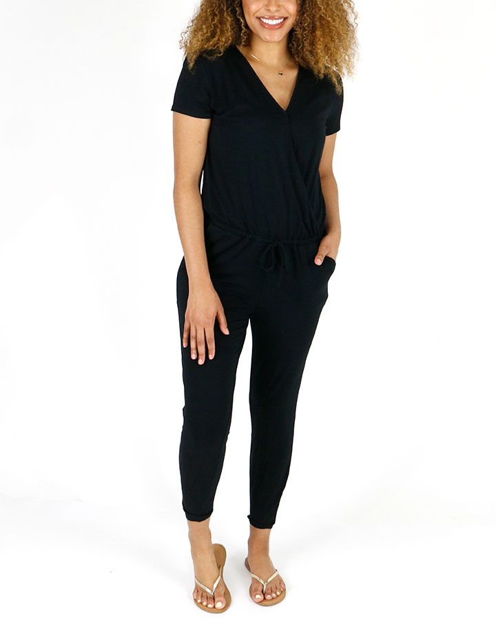 Grace and Lace Crossover Jumpsuit - Black
