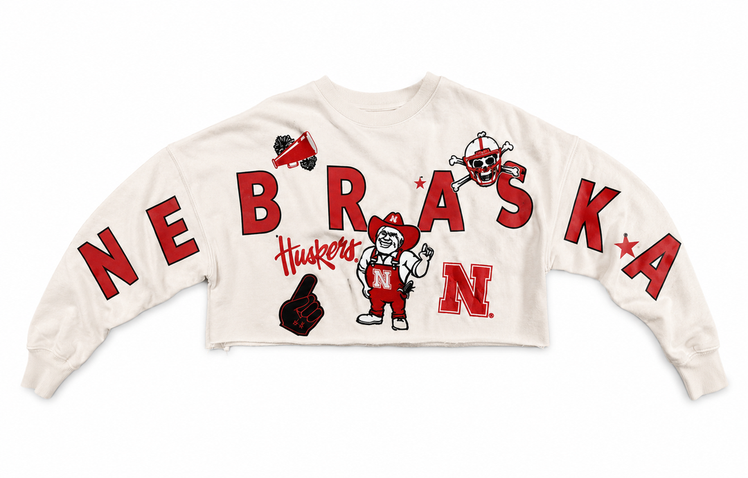 Nebraska Patched Up Cropped Longsleeve - White