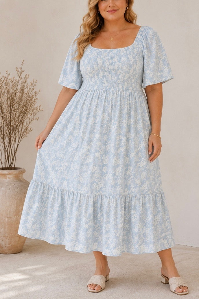 Blue Skies & Blooms Plus Maxi Dress - Plus Size