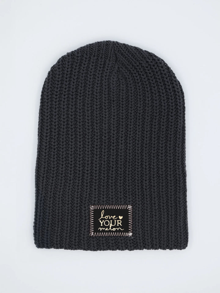 Love Your Melon Uncuffed Classic Beanie - Dark Charcoal