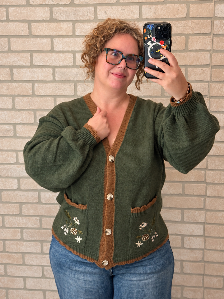Woodland Whimsy Embroidered Cardigan - Plus Size