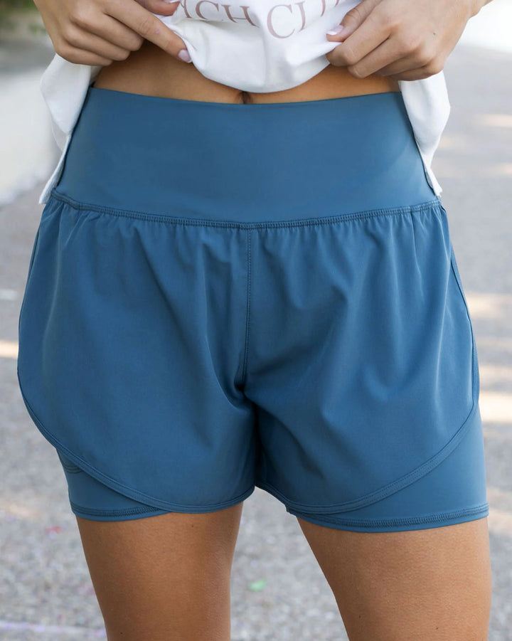 Grace and Lace- Everyday Athletic Shorts- Blue Heron