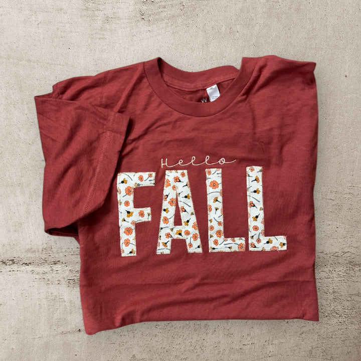 Hello Fall Tee | Handmade Applique Graphic