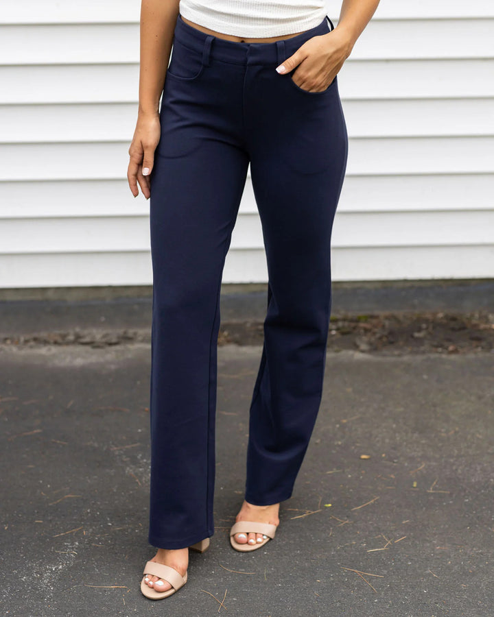 Grace and Lace- Fab-Fit Work Pant - Straight Leg In Navy