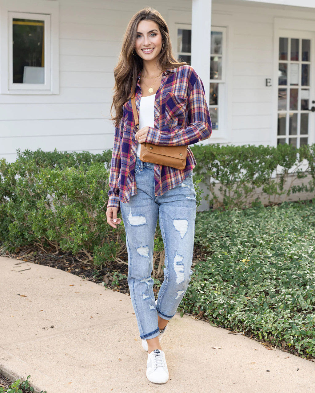 Grace and Lace Favorite Button Up Plaid - Mixed Jewel