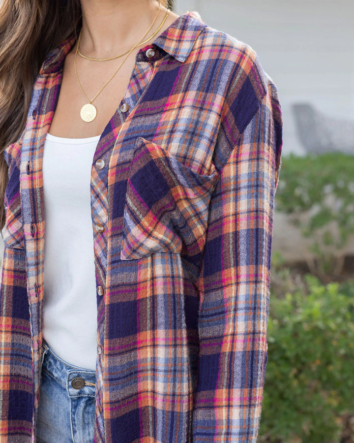 Grace and Lace Favorite Button Up Plaid - Mixed Jewel