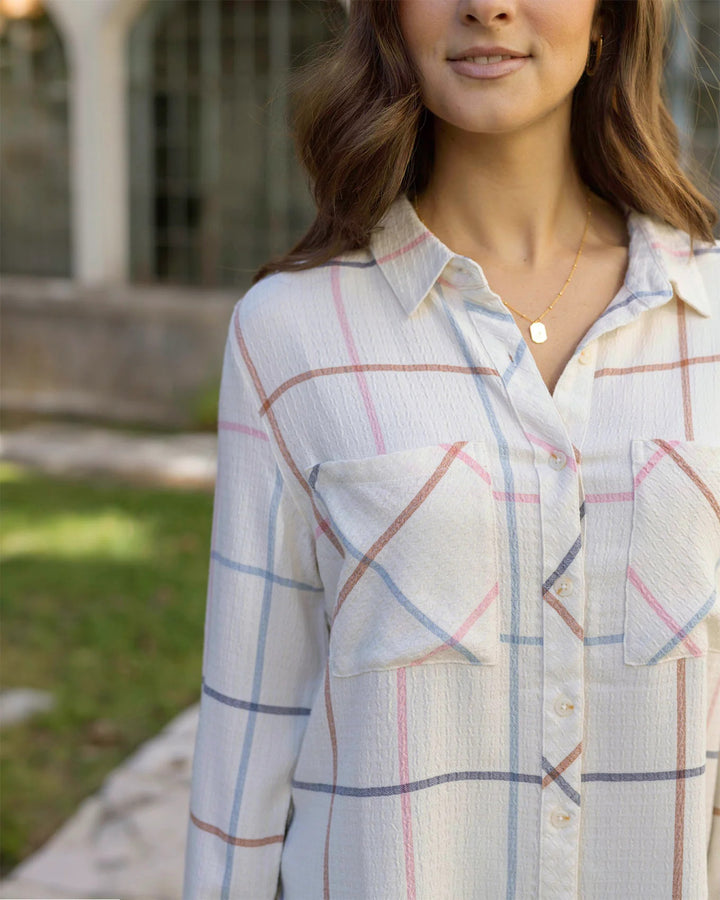 Grace and Lace - Favorite Button Up Top - Multi Windowpane