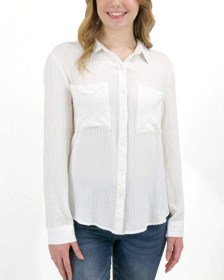 Grace and Lace Favorite Button Up Plaid - Soft White