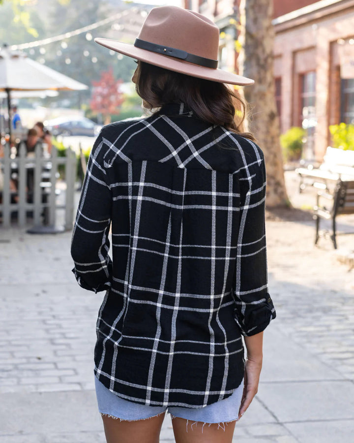 Grace and Lace- Favorite Button Up Top - Black