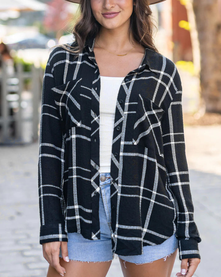 Grace and Lace- Favorite Button Up Top - Black