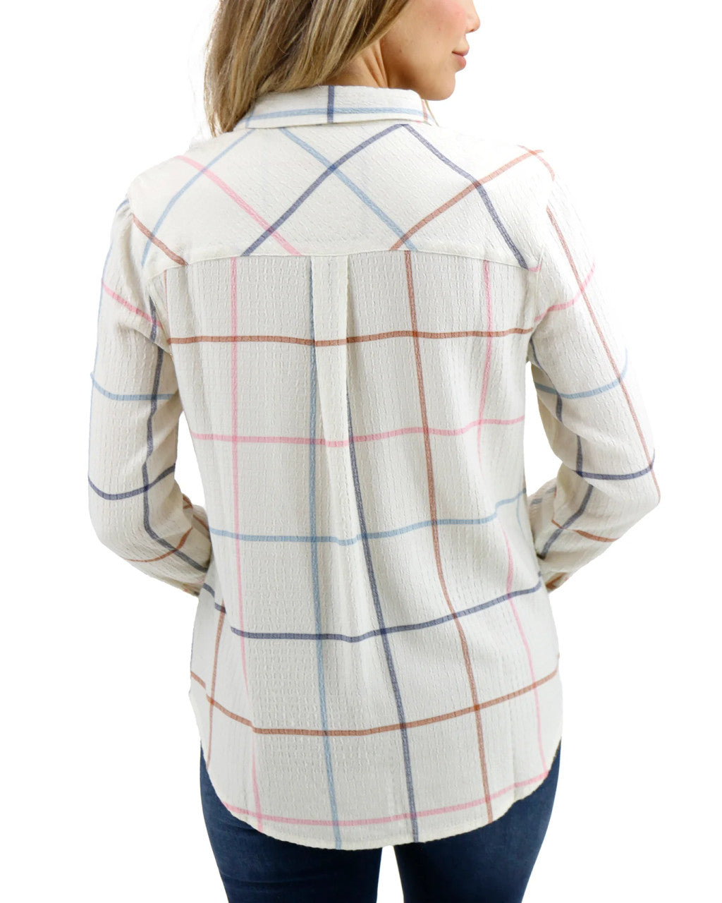 Grace and Lace - Favorite Button Up Top - Multi Windowpane