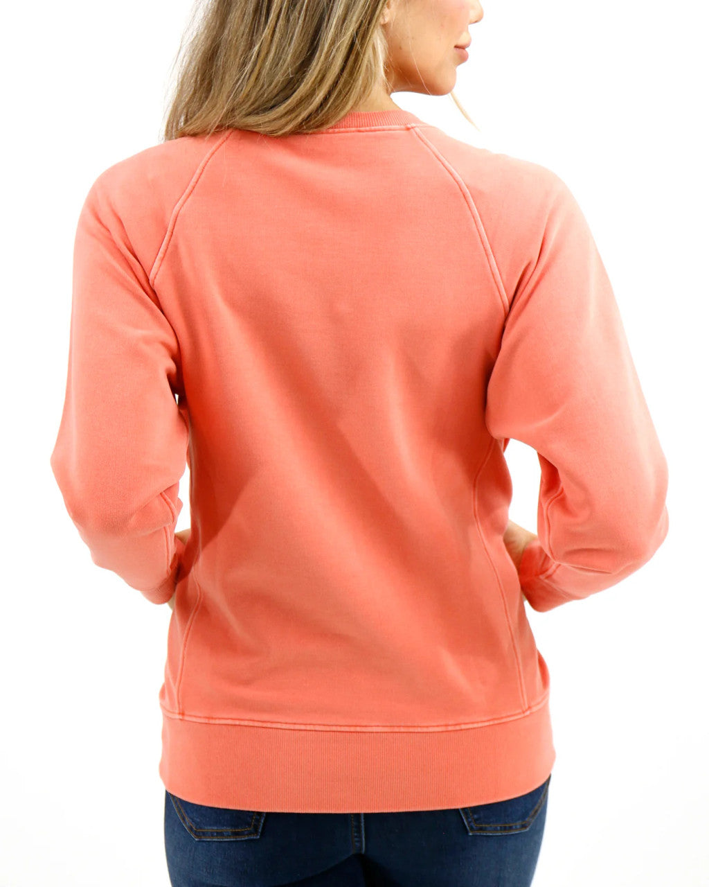 Grace and Lace Favorite Washed Pocket Sweatshirt - Bright Peach