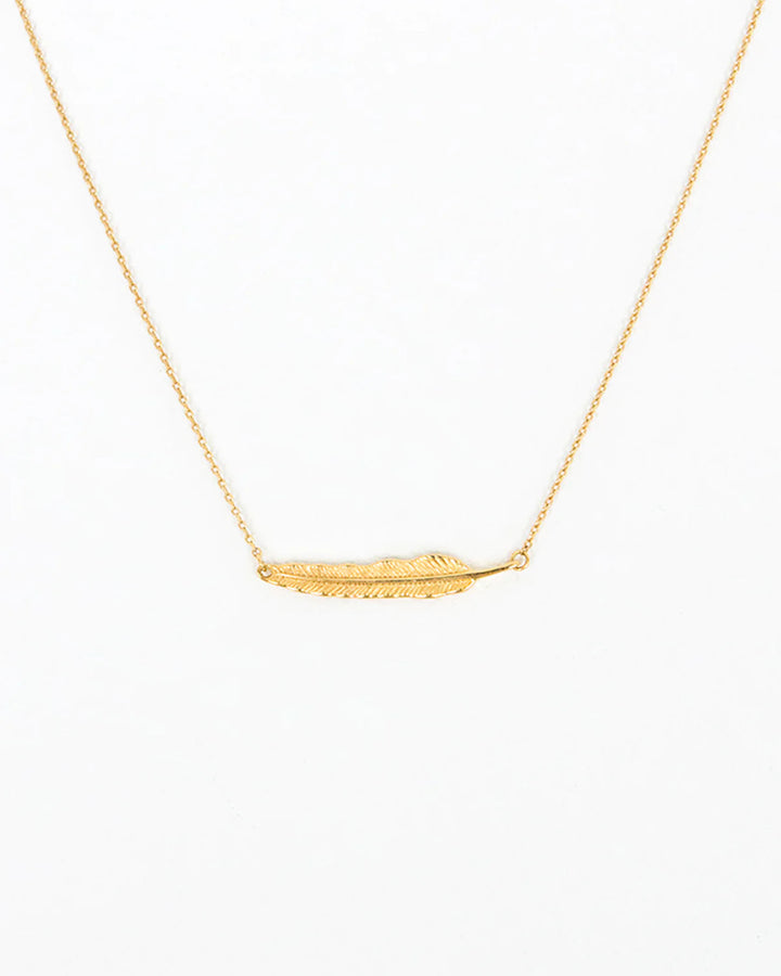 Grace and Lace Feather Necklace - Gold