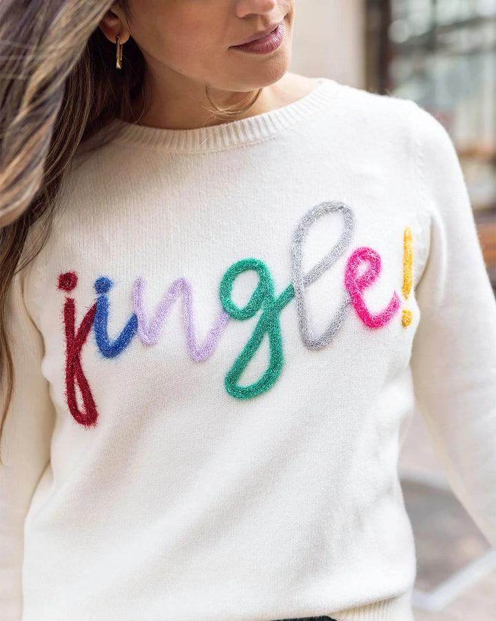 Grace and Lace Festive Tinsel Jingle Sweater - Ivory