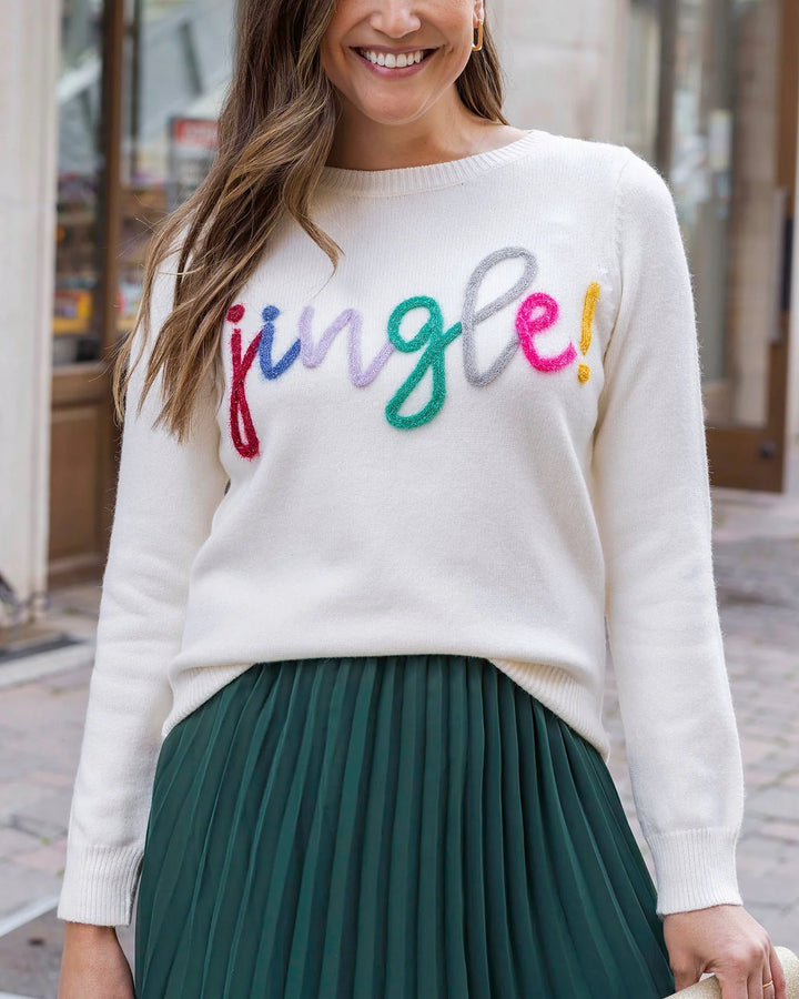 Grace and Lace Festive Tinsel Jingle Sweater - Ivory